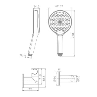 Лейка для душа с держателем и шлангом Raglo R476.43.09 графит